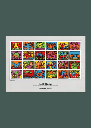Lithographie Haring - Keith Haring: 'Retrospect' 1990 Offset-lithograph