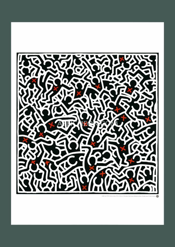 Lithographie Haring - Keith Haring: 'Untitled (April 1985)' 1999 Offset-lithograph