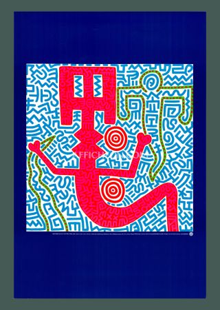 Lithographie Haring - Keith Haring: 'Untitled (Blue)' 1999 Offset-lithograph