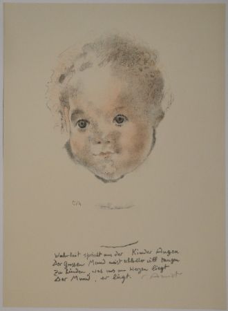 Lithographie Amiet - Kinderköpfchen