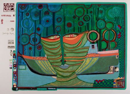 Sérigraphie Hundertwasser - Kolumbus Regentag in Indien, Plate 6, 1970-72