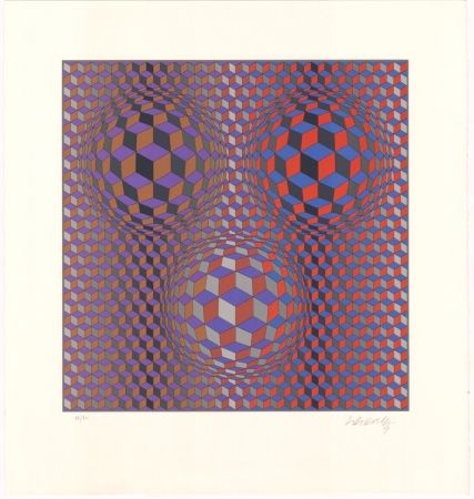 Lithographie Vasarely - Konjunktion