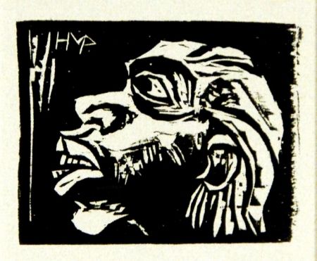 Gravure Sur Bois Pechstein - Kopf eines Insulaners (Head of an Islander)