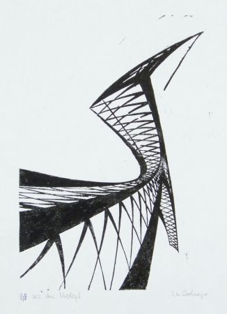 Linogravure Strohmeyer - Kran (Crane)