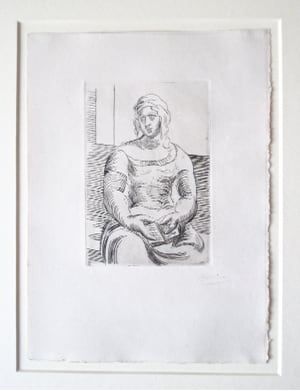 Gravure Picasso -  L’ Italienne (s. ta130) Femme au Livre 