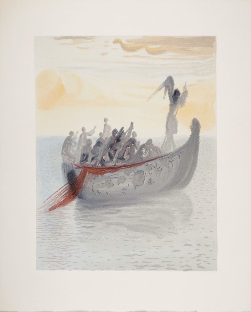 Gravure Sur Bois Dali - La barque de Nocher, 1963