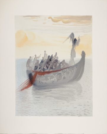 Gravure Sur Bois Dali - La barque de Nocher, 1963