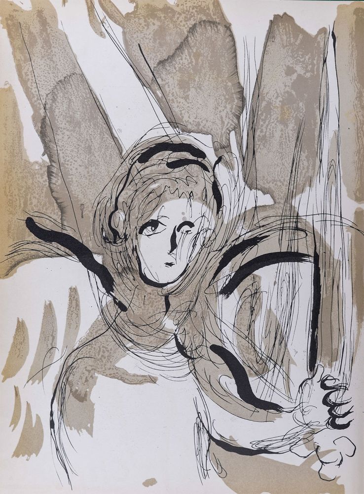 Lithographie Chagall - La Bible : Ange avec épée, 1956