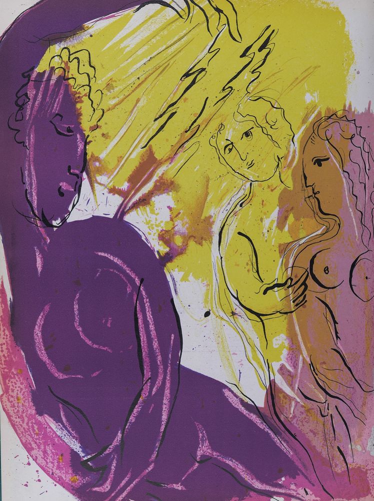 Lithographie Chagall - La Bible : L'Ange du Paradis, 1956