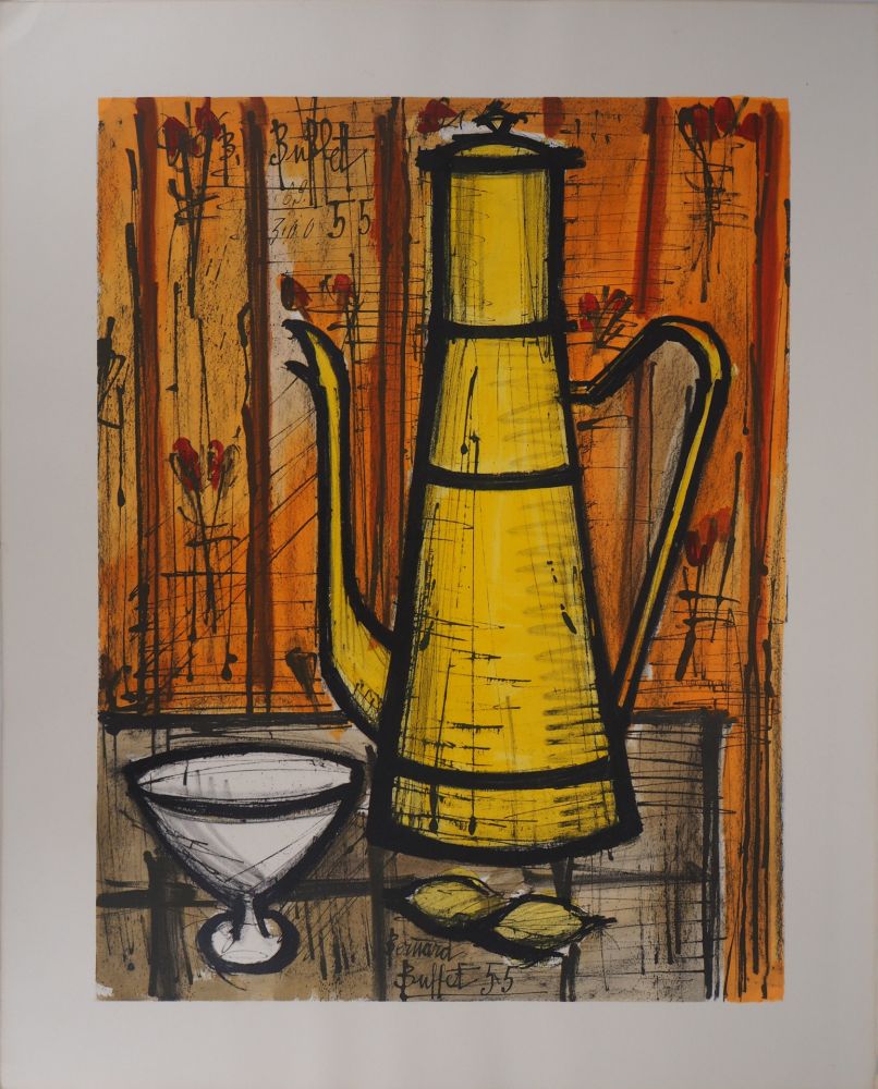 Lithographie Buffet - La cafetière jaune