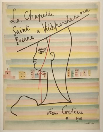 Lithographie Cocteau - La Chapelle Saint Pierre a Villefranche sur mer