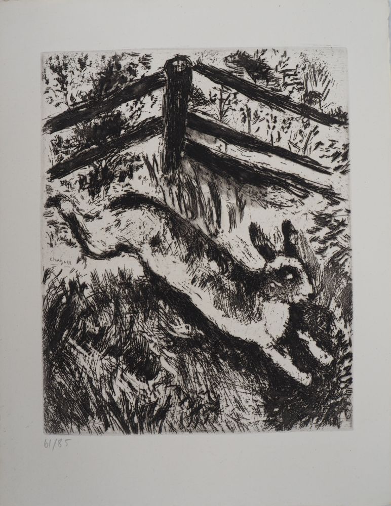Gravure Chagall - La course du lièvre (Le lièvre et les grenouilles)