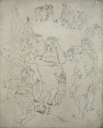 Gravure Pascin - La cruche cassée