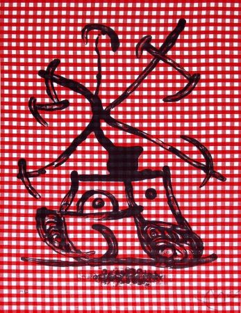 Lithographie Miró - La Dame aux damiers (Lady with Checkers), 1969