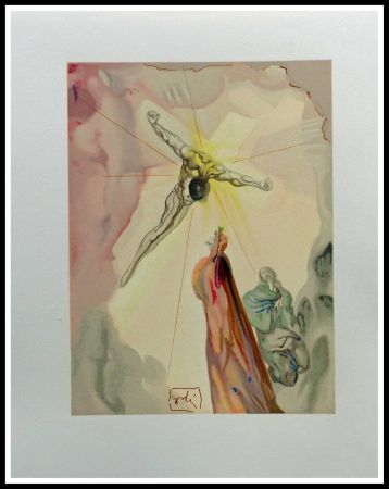 Gravure Sur Bois Dali - LA DIVINE COMEDIE - L'apparition du Christ