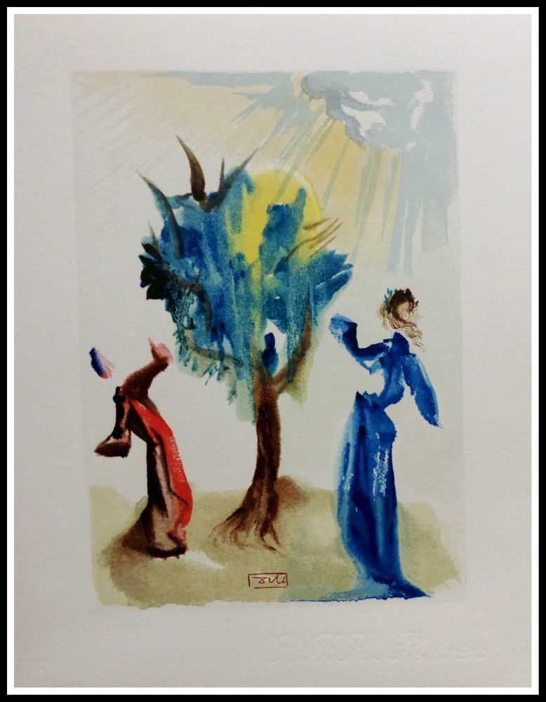 Gravure Sur Bois Dali - LA DIVINE COMEDIE - L'arbre au châtiment