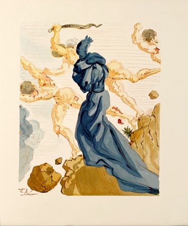 Gravure Sur Bois Dali - La Divine Comédie - Enfer 15 - Les Margelles du Phlégéton