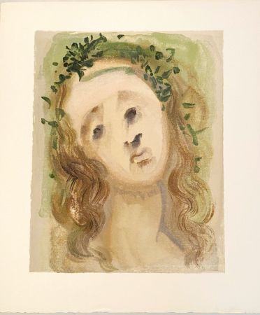 Gravure Sur Bois Dali - La Divine Comédie - Purgatoire 10 - Le visage de Virgile