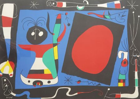 Lithographie Miró - La femme au miroir