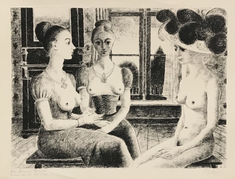 Lithographie Delvaux - La Fenetre