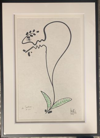Lithographie Cocteau - La fleur