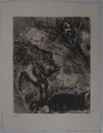 Gravure Chagall - La fuite (L'ours et les deux compagnons)