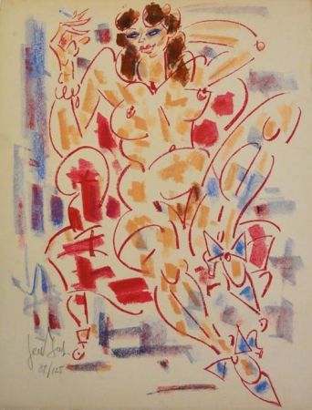 Lithographie Paul  - La Fumeuse - The Smoker