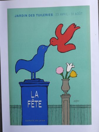 Affiche Savignac - La fête au jardin des Tuileries 