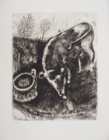 Gravure Chagall - La grenouille qui veut se faire plus grosse que le bœuf