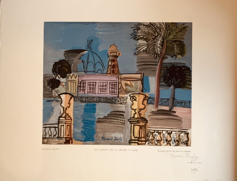 Gravure Sur Bois Dufy - La jeté du casino de Nice 