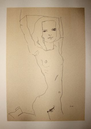 Lithographie Schiele - LA JEUNE FILLE NUE / THE NUDE YOUNG GIRL - Lithographie / Lithograph - 1910