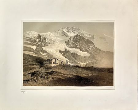 Lithographie Martens - La Jungfrau Vue de la Petite Scheideck