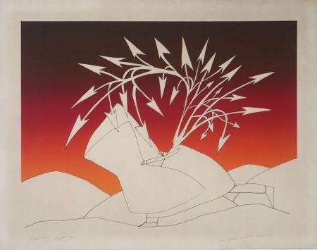 Lithographie Folon - La lecture de journal 