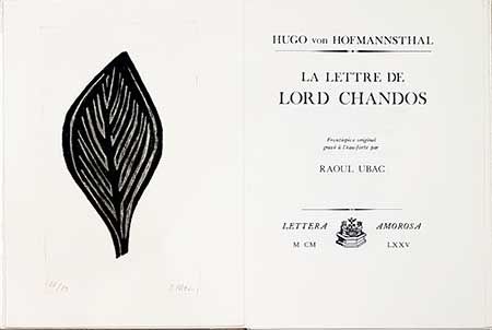 Livre Illustré Ubac - La lettre de Lord Chandos