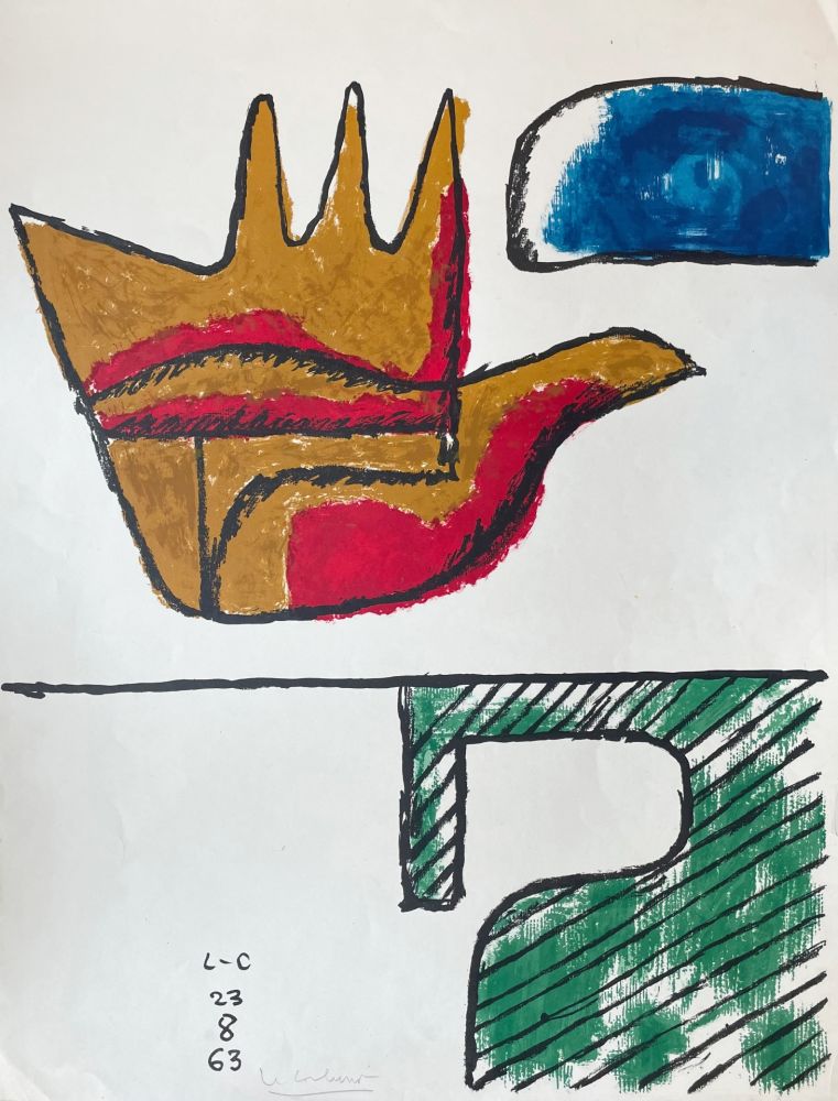 Lithographie Le Corbusier - La Main ouverte. 1963. Signée. 