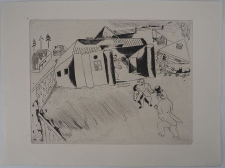 Gravure Chagall - La maison de Sobakévitch