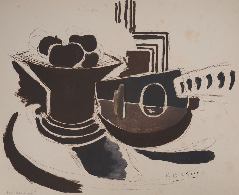 Lithographie Braque - La mandoline