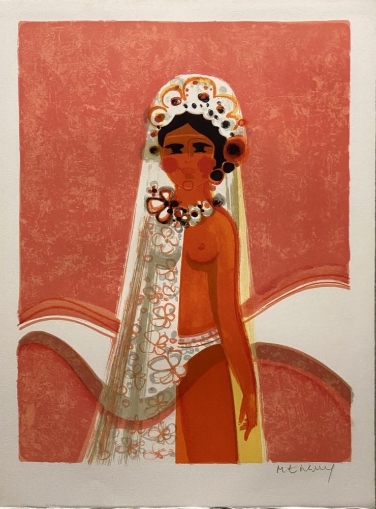 Lithographie Menguy - La mariée I