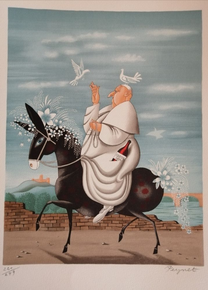 Lithographie Peynet - La Mule du Pape