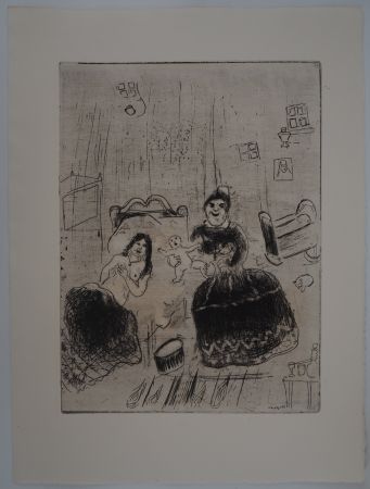 Gravure Chagall - La naissance de Tchitchikov