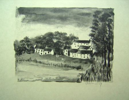 Lithographie Vlaminck - La Naze, le Village