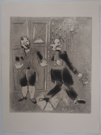 Gravure Chagall - La négociation (Le Suisse ne laisse pas entrer Tchitchikov)