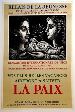 Lithographie Picasso - La Paix - Relais de la Jeunesse