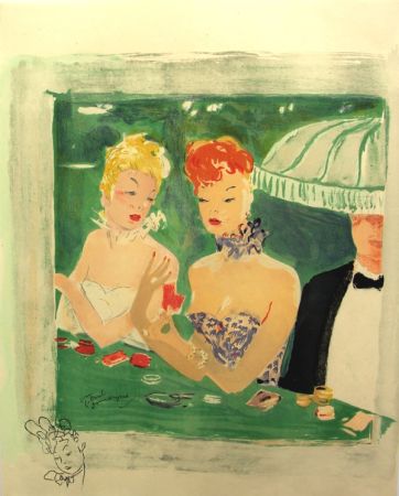 Lithographie Domergue - La Parisienne Femmes au Casino