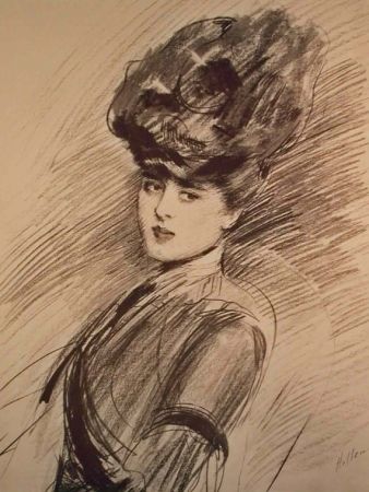 Lithographie Helleu - LA PARISIENNE WOMAN IN HAT