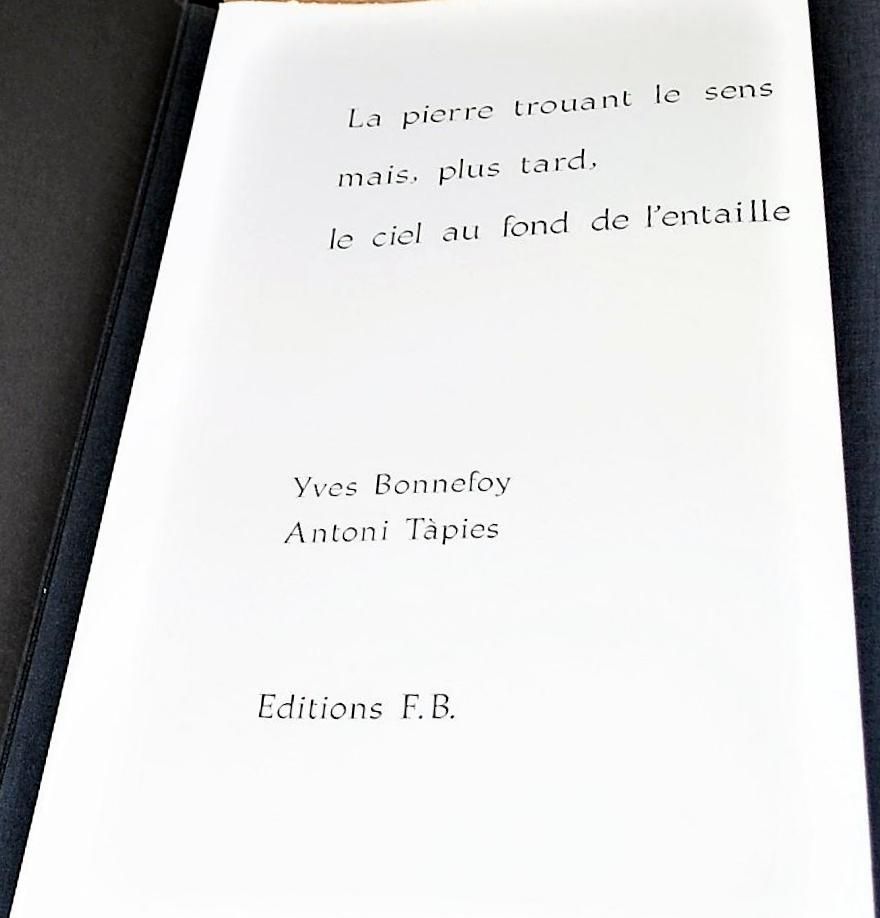 Livre Illustré Tàpies - La Pierre Trouant Le Sens Mais, Plus Tard, Le Ciel Au Fond De l'Entaille.