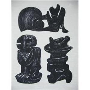 Lithographie Moore - La Poésie Three Sculptural Forms