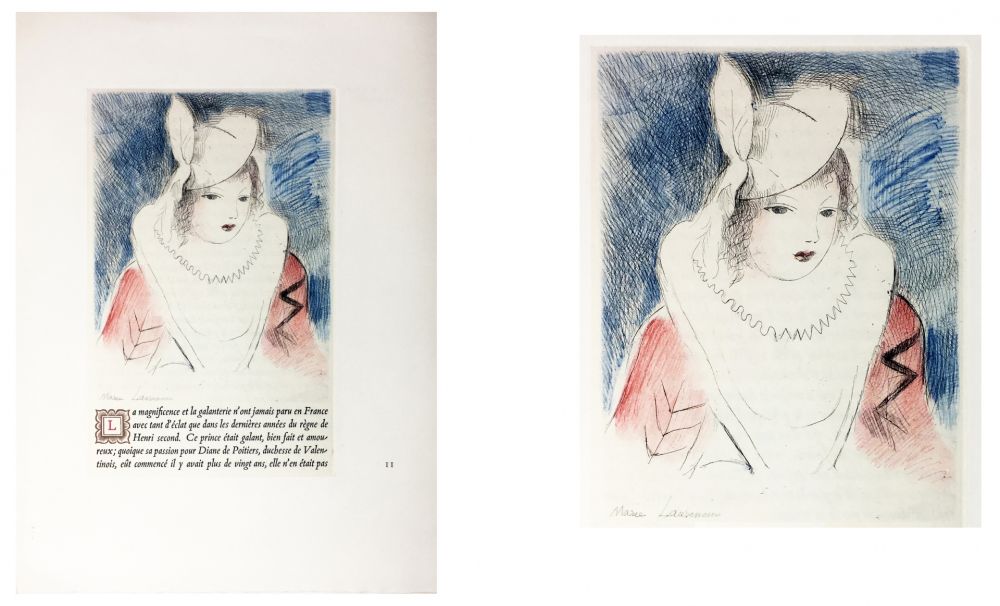 Eau-Forte Laurencin - LA PRINCESSE DE CLÈVES (Pl. II signée au crayon). 1947