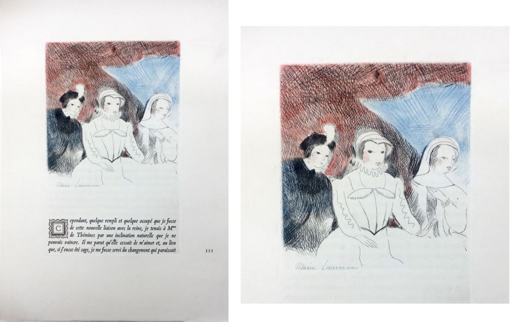 Eau-Forte Laurencin - LA PRINCESSE DE CLÈVES (Pl. VII signée au crayon). 1947