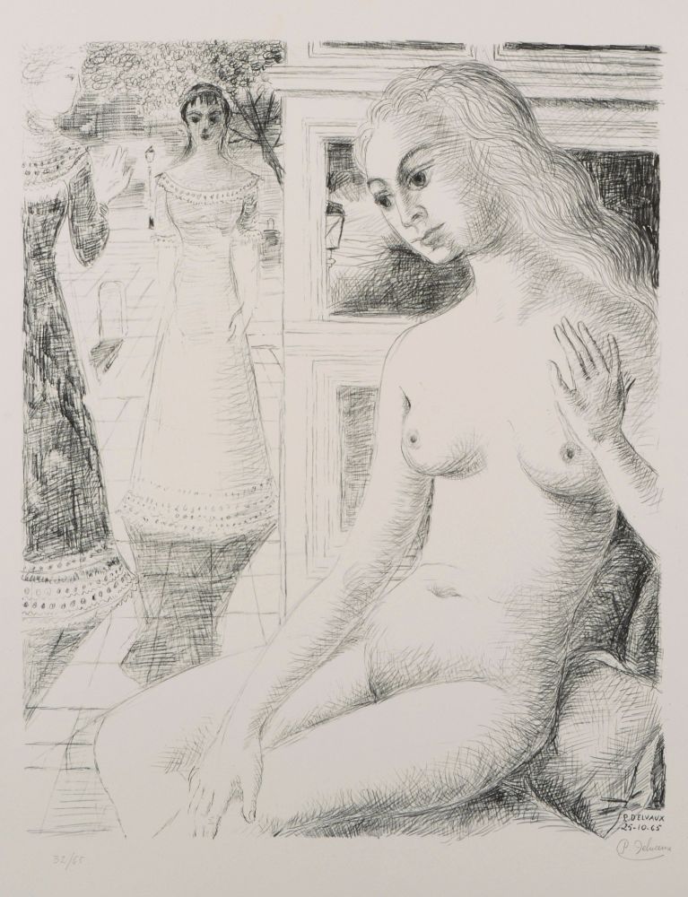 Lithographie Delvaux - La rencontre